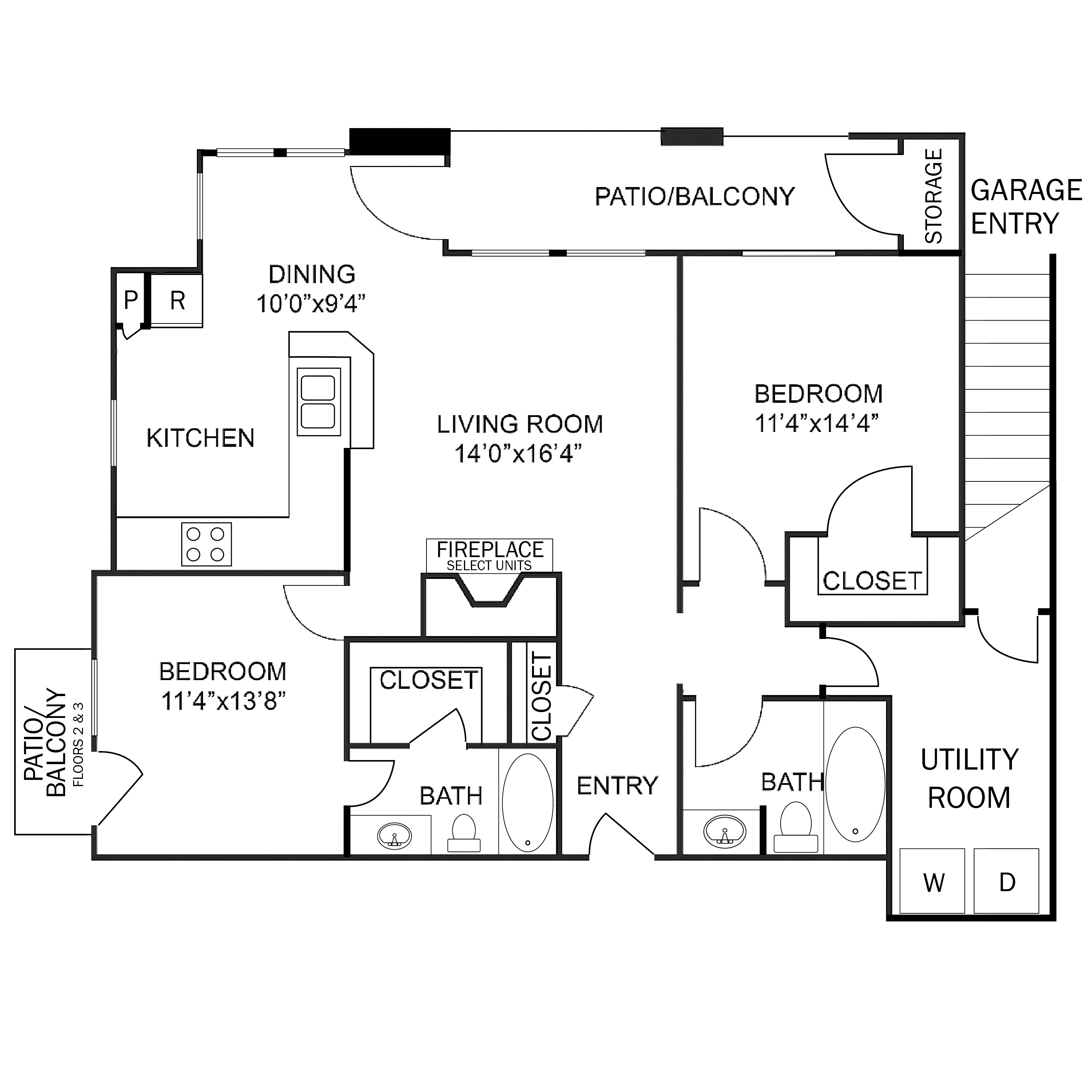 Floor plan layout diagram for 2E